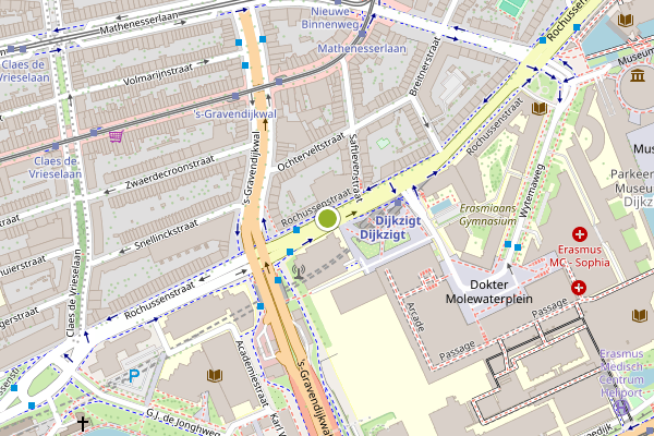 Ambulance-melding op Rochussenstraat, Rotterdam op 21 juni, kaart-overzicht