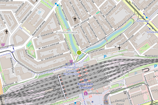 Ambulance-melding op Proveniersplein, Rotterdam op 22 juni, kaart-overzicht