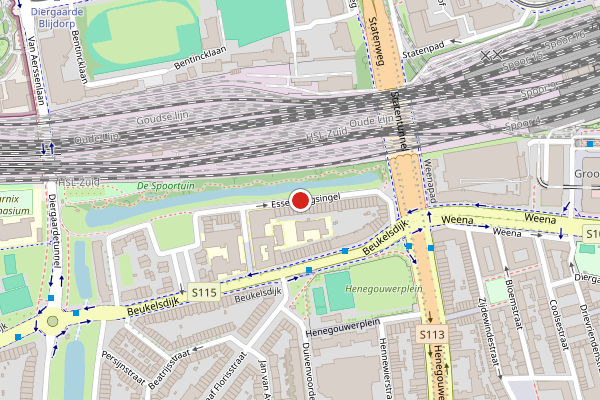 Brandweer-melding op Essenburgsingel, Rotterdam op 22 juni, kaart-overzicht