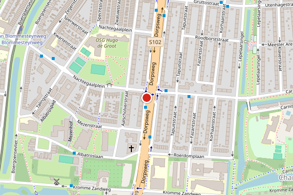Brandweer-melding op Dorpsweg, Rotterdam op 22 juni, kaart-overzicht