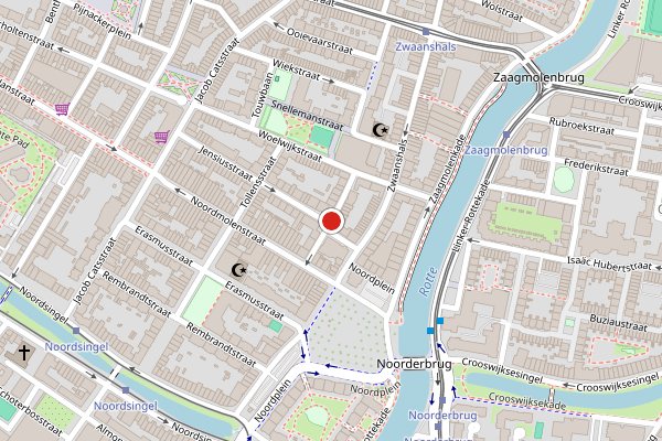 Brandweer-melding op Noordmolendwarsstraat, Rotterdam op 22 juni, kaart-overzicht