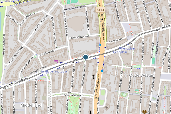 Politie-melding op 1e Middellandstraat, Rotterdam op 22 juni, kaart-overzicht