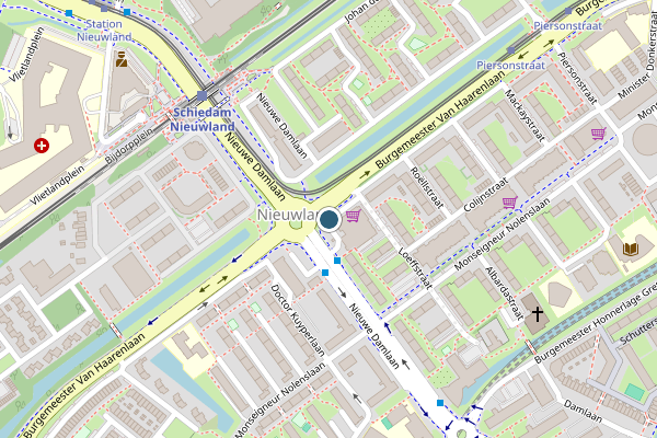 Politie-melding op Nieuwlandplein, Schiedam op 23 juni, kaart-overzicht