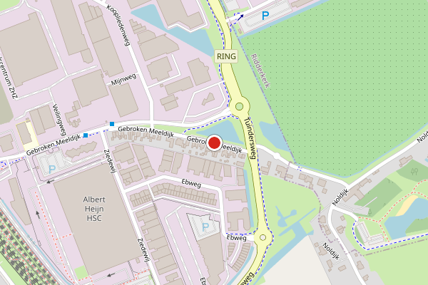 Brandweer-melding op Gebroken Meeldijk, Barendrecht op 23 juni, kaart-overzicht