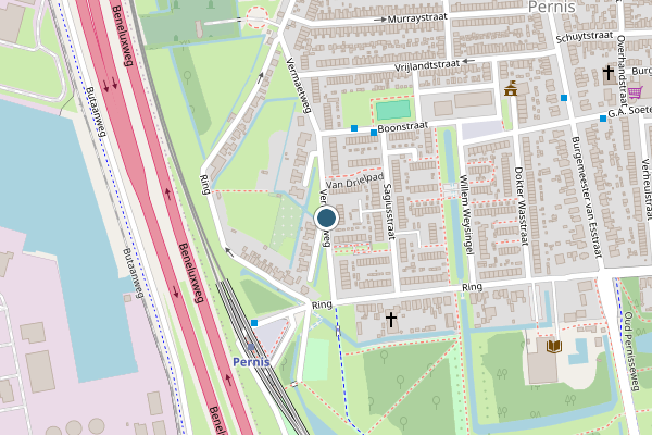 Politie-melding op Vermaetweg, Pernis op 6 mei, kaart-overzicht