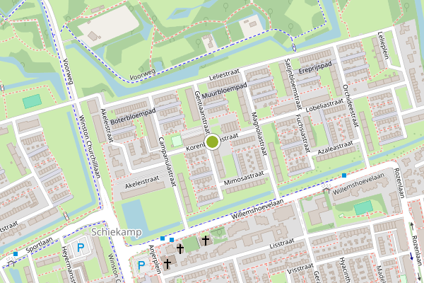 Ambulance-melding op Korenbloemstraat, Spijkenisse op 24 juni, kaart-overzicht
