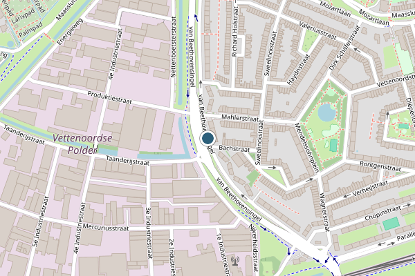 Politie-melding op van Beethovensingel, Vlaardingen op 24 juni, kaart-overzicht