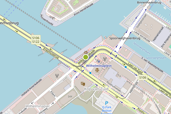 Ambulance-melding op Wilhelminakade, Rotterdam op 6 mei, kaart-overzicht