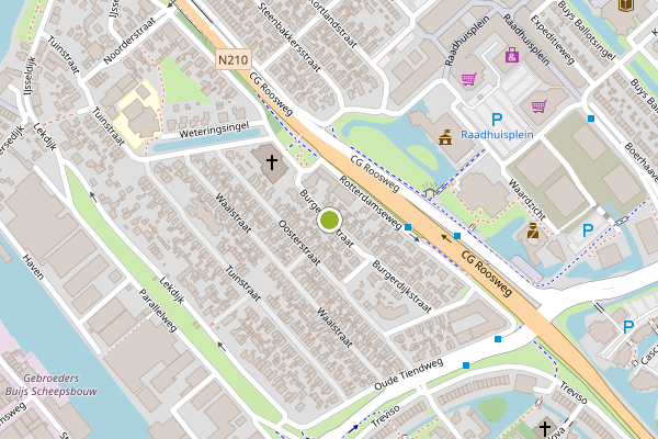 Ambulance-melding op Burgerdijkstraat, Krimpen aan den IJssel op 24 juni, kaart-overzicht