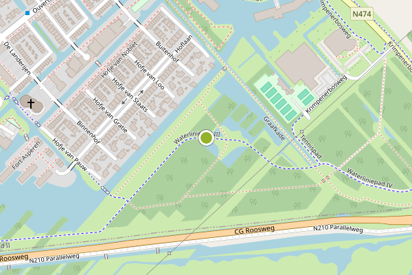 Ambulance-melding op Waterliniepad III, Krimpen aan den IJssel op 24 juni, kaart-overzicht