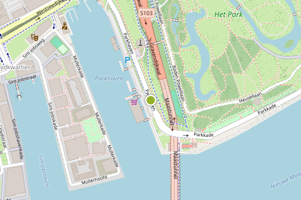 Ambulance-melding op Parkhaven, Rotterdam op 24 juni, kaart-overzicht