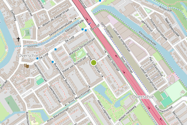 Ambulance-melding op Graswinckelstraat, Rotterdam op 24 juni, kaart-overzicht
