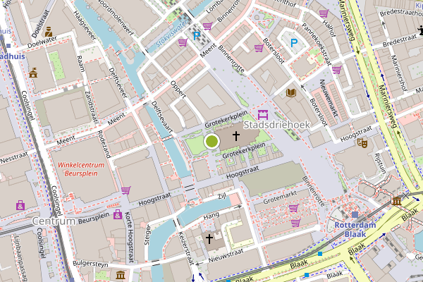 Ambulance-melding op Grotekerkplein, Rotterdam op 24 juni, kaart-overzicht