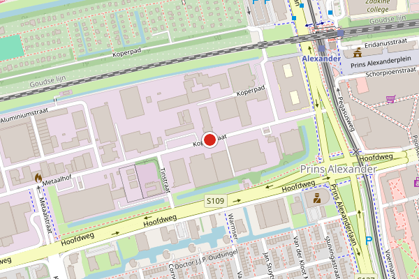 Brandweer-melding op Koperstraat, Rotterdam op 24 juni, kaart-overzicht