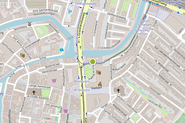 Ambulance-melding op Proveniershuis, Schiedam op 25 juni, kaart-overzicht