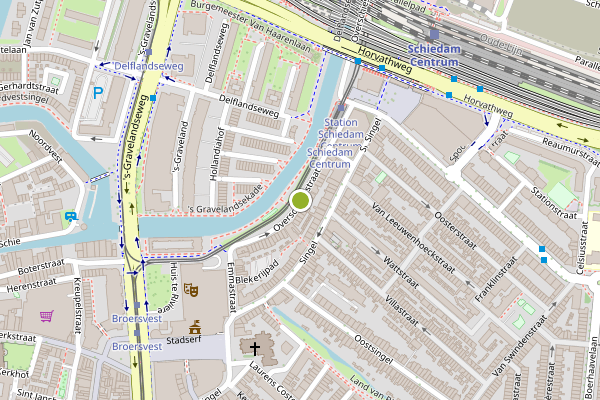 Ambulance-melding op Overschiesestraat, Schiedam op 24 juni, kaart-overzicht