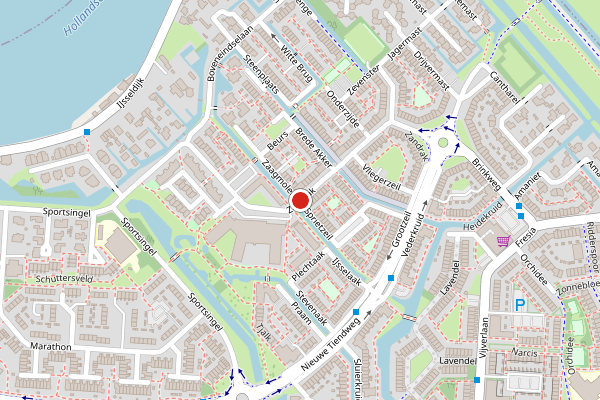 Brandweer-melding op Zandrak, Krimpen aan den IJssel op 24 juni, kaart-overzicht