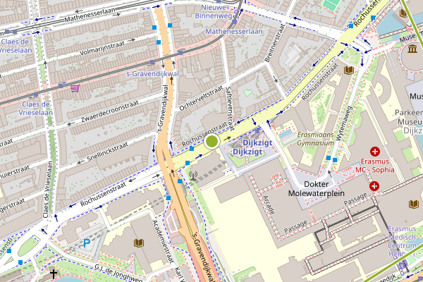 Ambulance-melding op Rochussenstraat, Rotterdam op 25 juni, kaart-overzicht