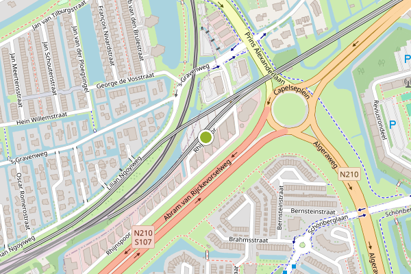Ambulance-melding op Rhijnspoor, Capelle aan den IJssel op 25 juni, kaart-overzicht