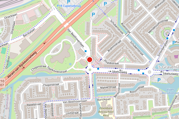 Brandweer-melding op Van Beethovenlaan, Capelle aan den IJssel op 24 juni, kaart-overzicht