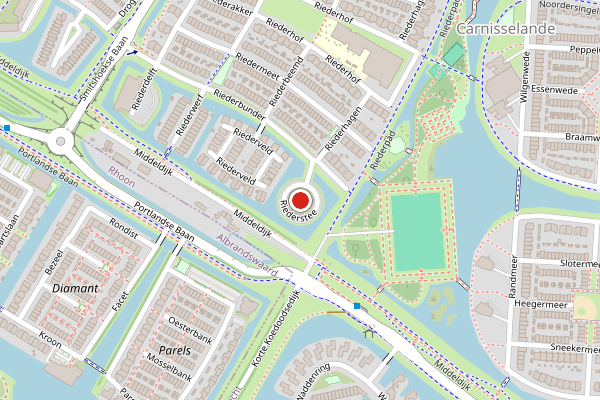 Brandweer-melding op Riederstee, Barendrecht op 26 juni, kaart-overzicht