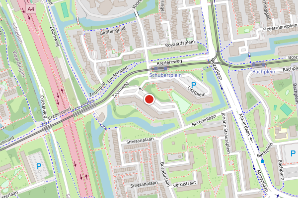Brandweer-melding op Schubertplein, Schiedam op 26 juni, kaart-overzicht