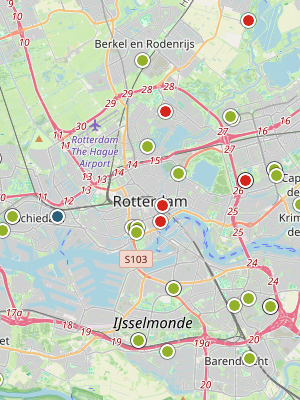 Kaart laatste meldingen P2000 Rotterdam